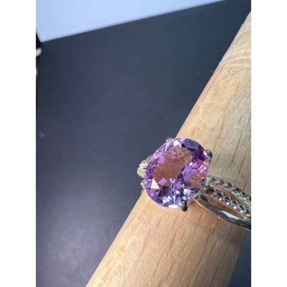 Amethyst sterling silver solitaire ring size 9 - Picture 2 of 9